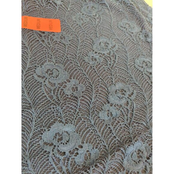 NWT Leo & Nicole Lace Overlay Blouse Medium Navy Blue Floral - Picture 7 of 10